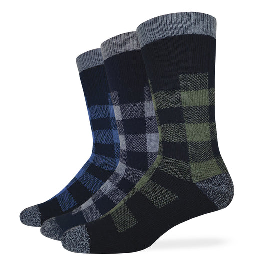 Carolina Ultimate Men's Buffalo Plaid Merino Wool Blend Boot Socks 1 Pair Pack