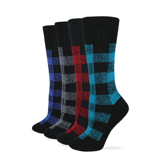 Wise Blend Ladies Merino Wool Blend Plaid Pattern Cushion Socks 1 Pair