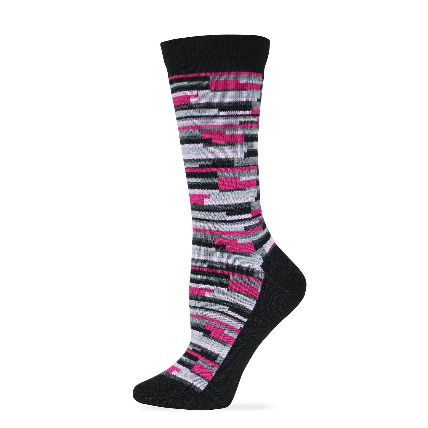 Wise Blend Ladies Merino Wool Blend Digi Stripe Crew Socks 1 Pair