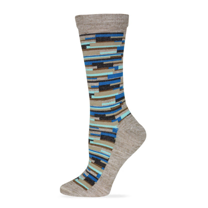 Wise Blend Ladies Merino Wool Blend Digi Stripe Crew Socks 1 Pair