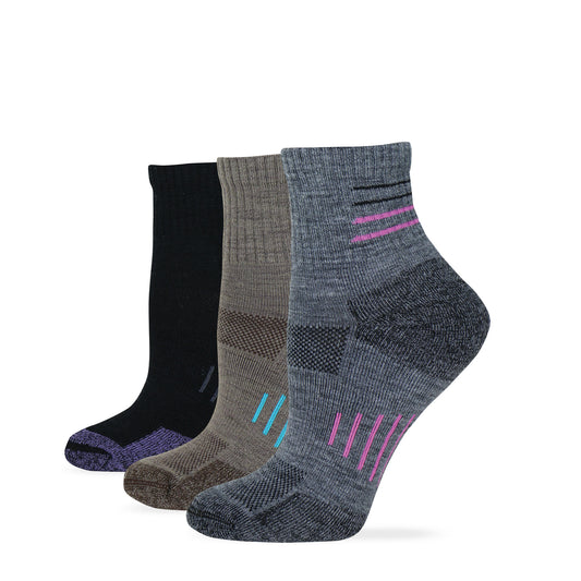 Wise Blend Ladies Merino Wool Blend Hiker Quarter Sock 1 Pair Pack