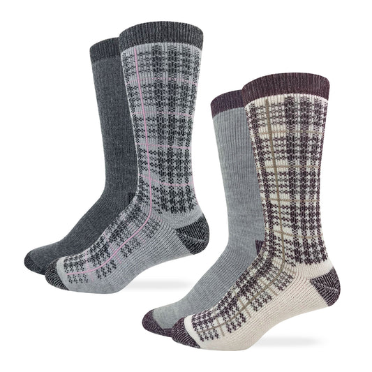 Carolina Ultimate Ladies Merino Wool Blend Plaid Pattern Socks 2 Pair Pack