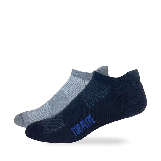 Top Flite Mens Moisture Wicking Seamless Toe Heel Tab Sport Socks 2 Pair Pack