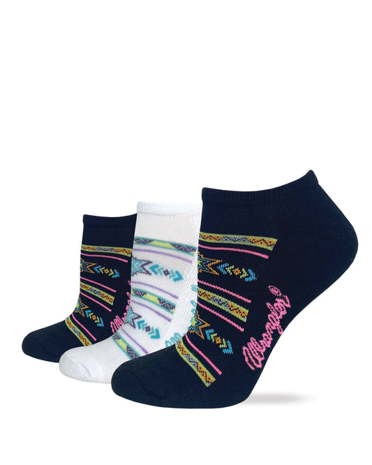 Wrangler Ladies Ultra Dri Low Cut Aztec Steerhead Pattern Socks 3 Pair