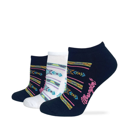Wrangler Ladies Ultra Dri Low Cut Aztec Steerhead Pattern Socks 3 Pair