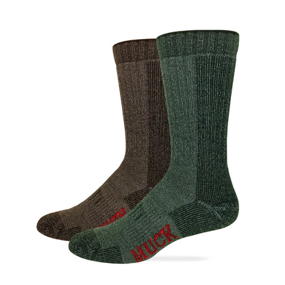 Muck Boot Mens Merino Wool Heavyweight Mid Calf Boot Socks 2 Pair Pack
