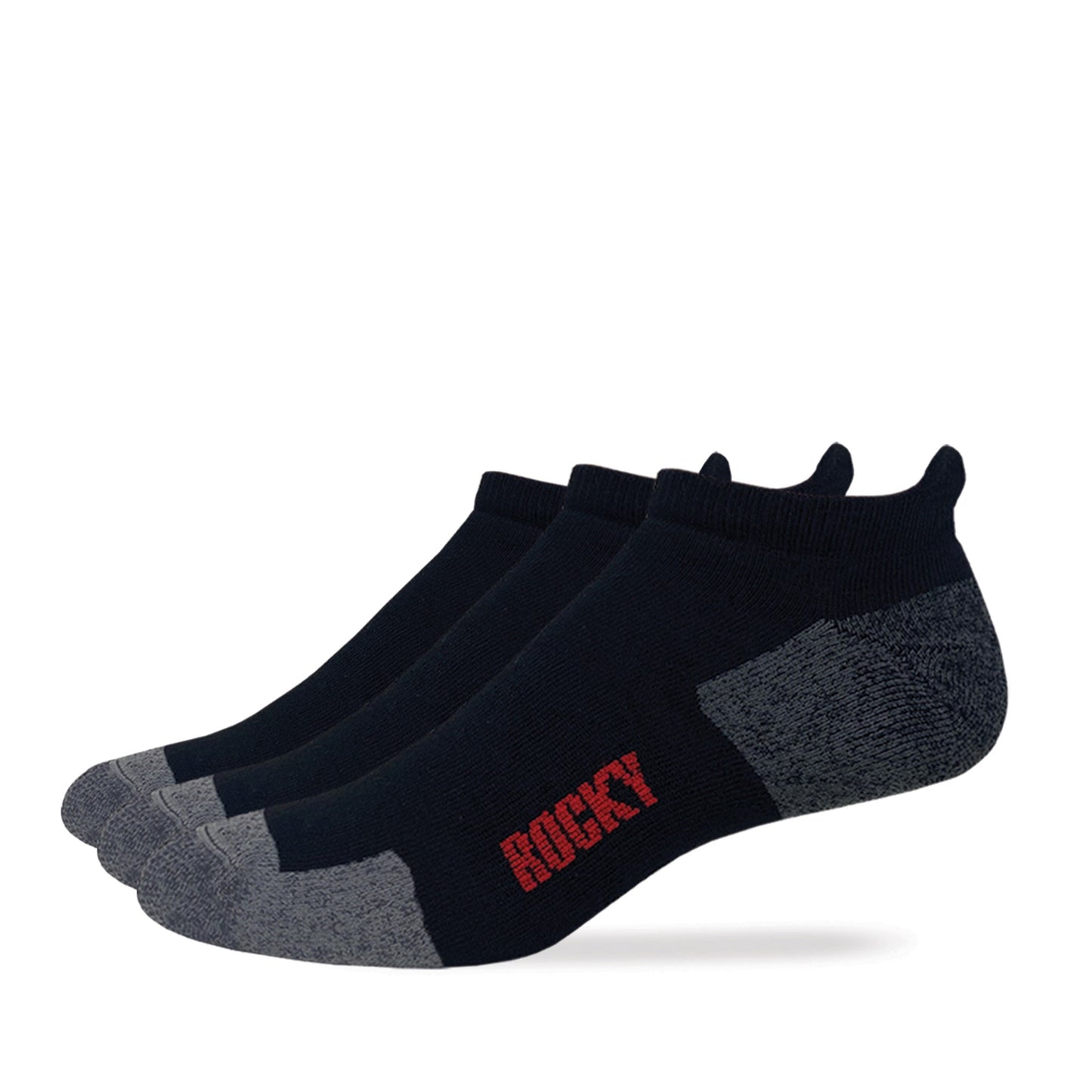 Rocky Mens Cotton Full Cushion Low Cut Heel Tab Socks 3 Pair Pack