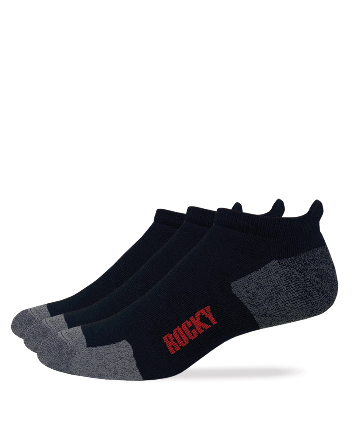 Rocky Mens Cotton Full Cushion Low Cut Heel Tab Socks 3 Pair Pack