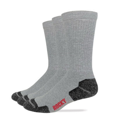 Rocky Mens Cotton Full Cushion Crew Socks 3 Pair Pack