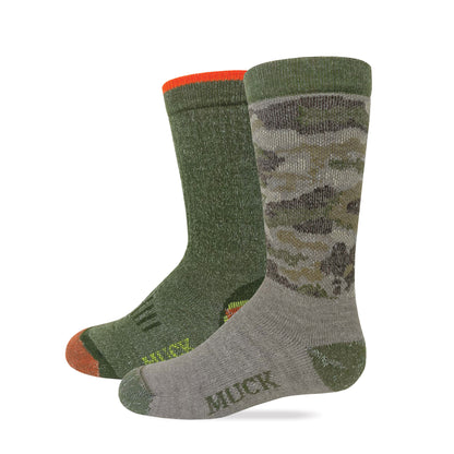 Muck Boot Youth Merino Wool Blend Boot Socks 2 Pair Pack