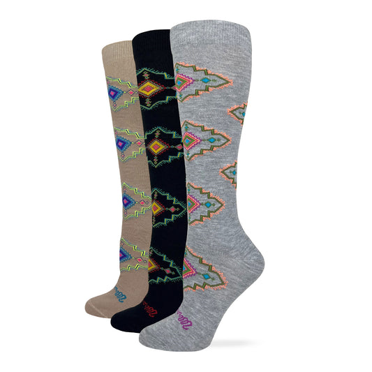 Wrangler Ladies Lightweight Aztec Pattern Knee High Boot Socks 1 Pair
