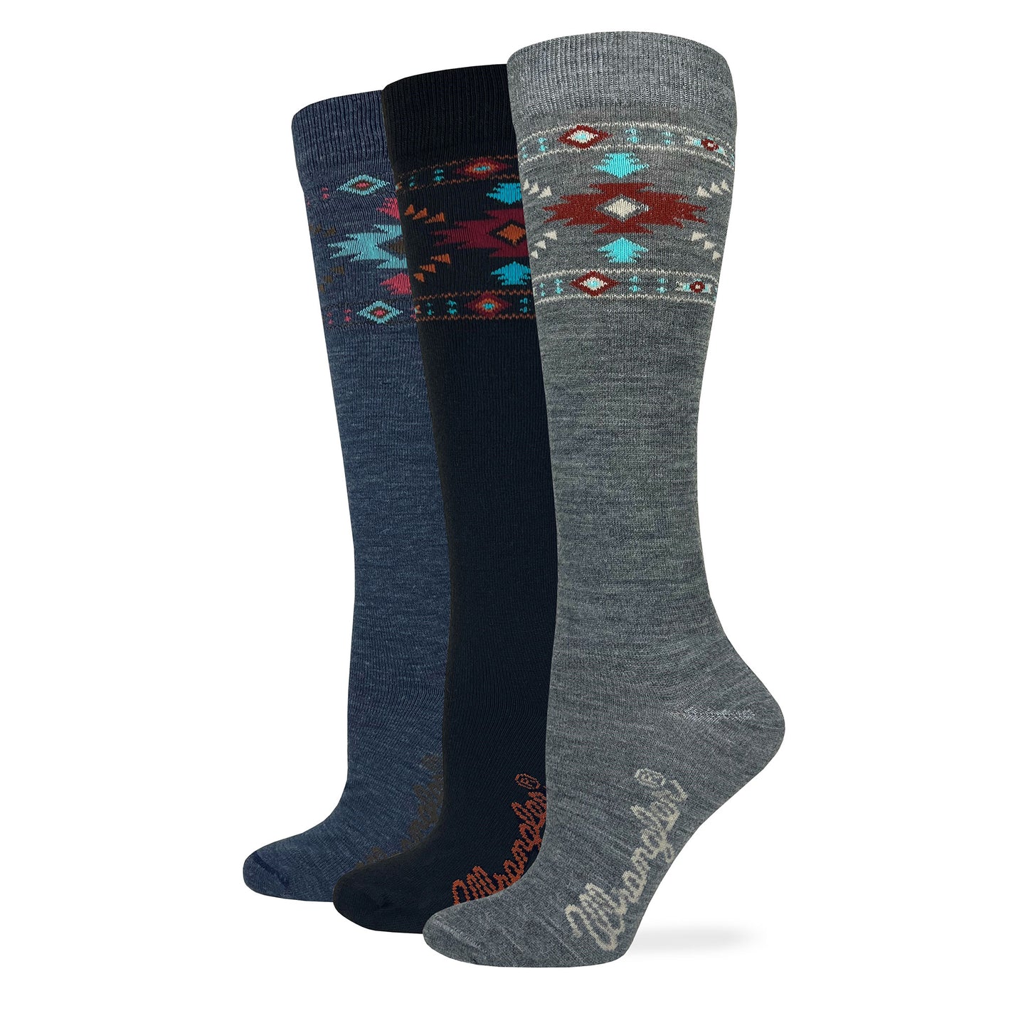 Wrangler Ladies Merino Wool Aztec Pattern Knee High Socks 1 Pair