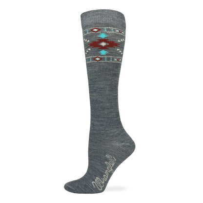 Wrangler Ladies Merino Wool Aztec Pattern Knee High Socks 1 Pair