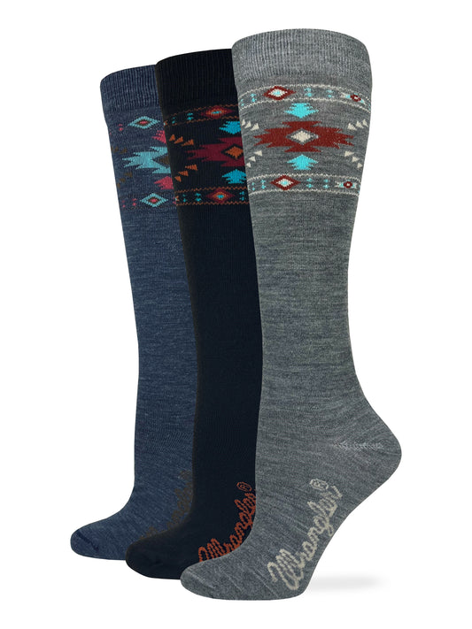 Wrangler Ladies Merino Wool Aztec Pattern Knee High Socks 1 Pair