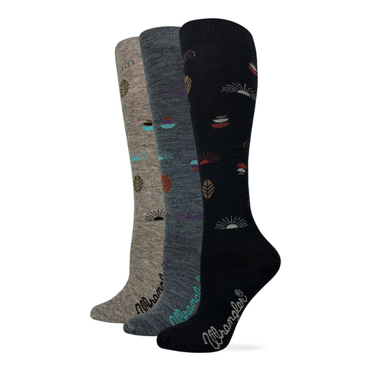 Wrangler Ladies Merino Wool Sunset Pattern Knee High Socks 1 Pair
