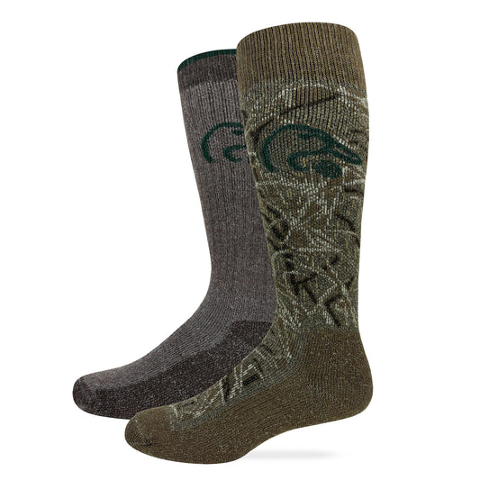 Ducks Unlimited Men's Waterfowl Camo Merino Wool Blend Boot Socks 2 Pack