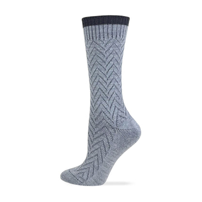 Wise Blend Ladies Merino Wool Blend Chevron Texture Crew Socks 1 Pair