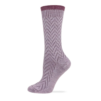 Wise Blend Ladies Merino Wool Blend Chevron Texture Crew Socks 1 Pair