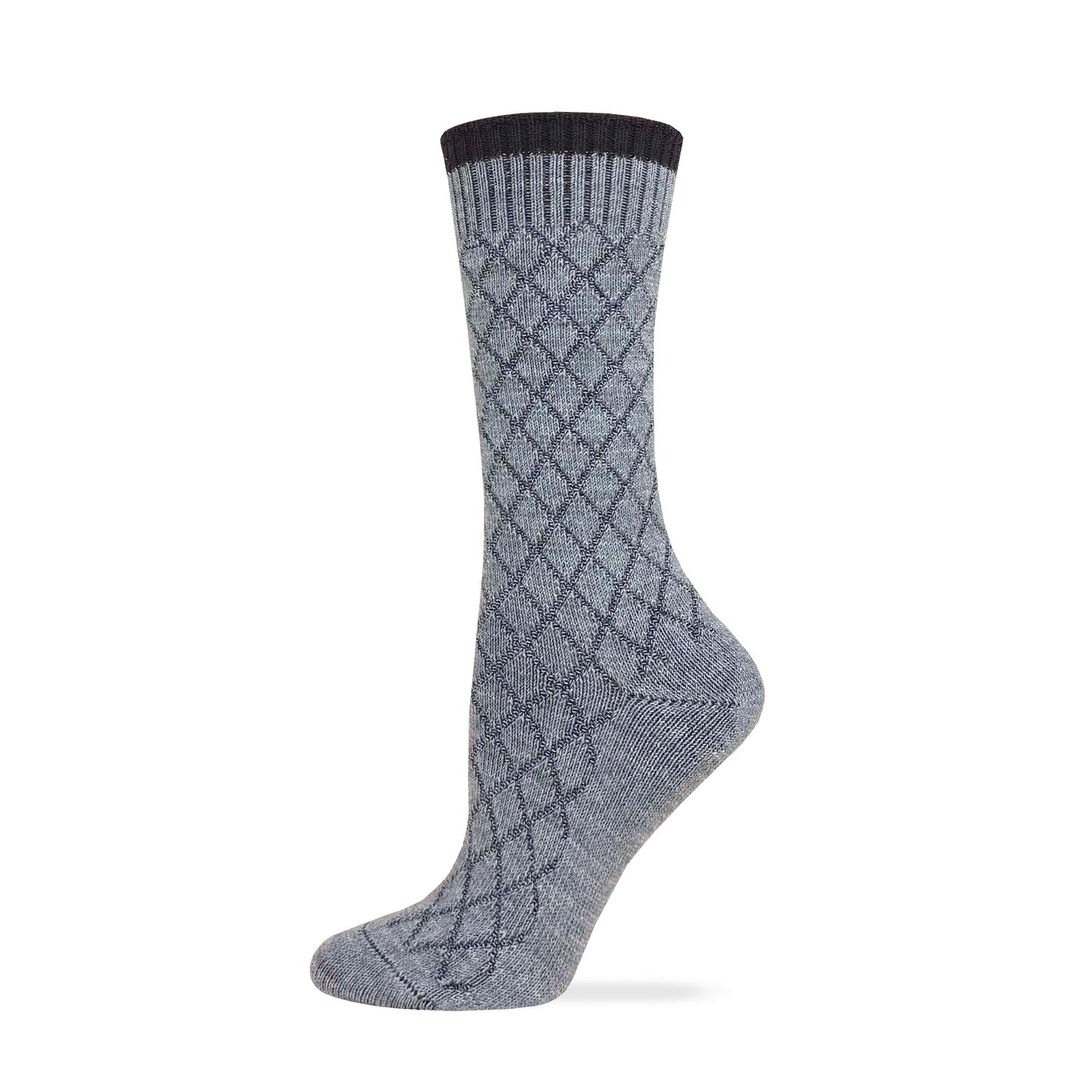 Wise Blend Ladies Merino Wool Blend Diamond Texture Crew Socks 1 Pair