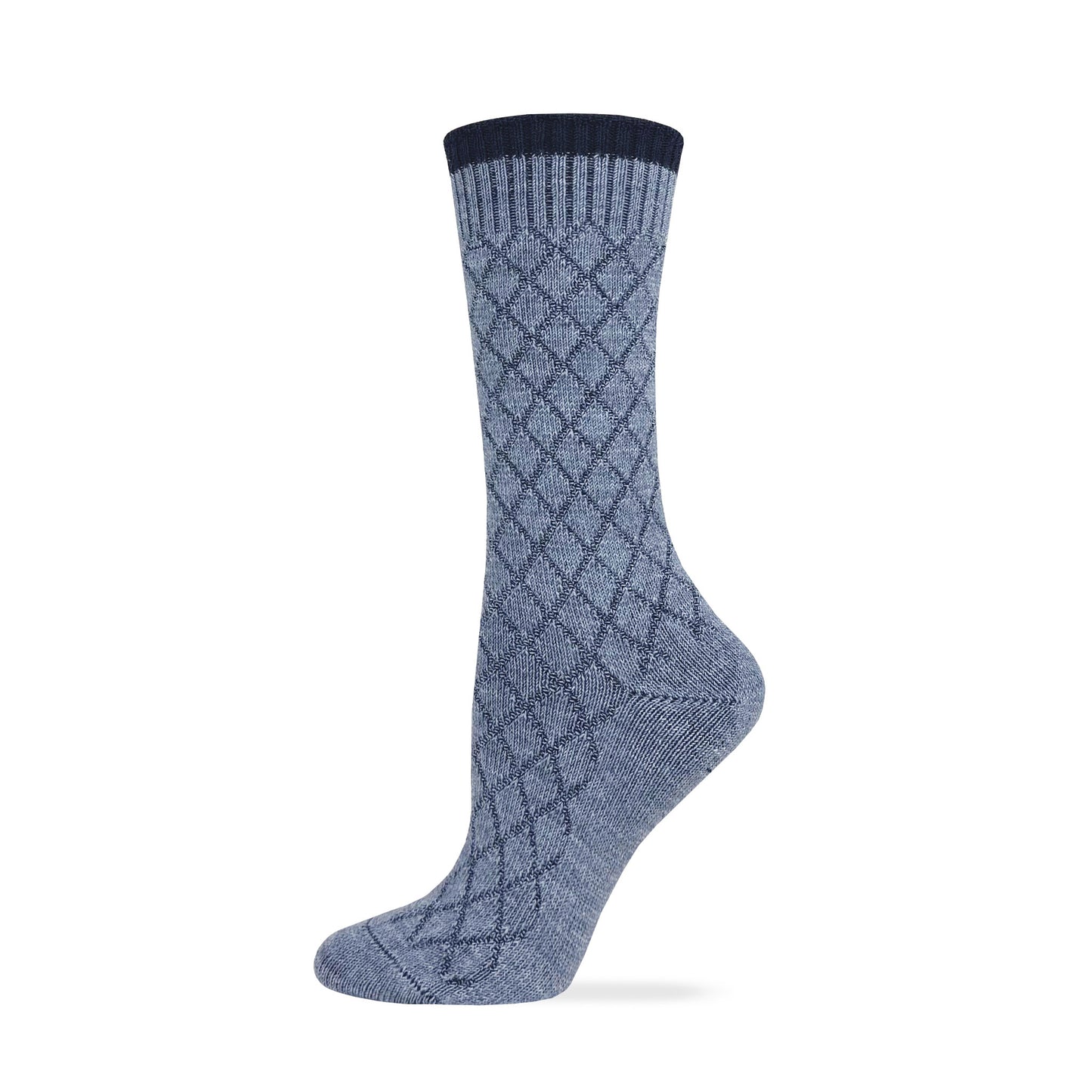 Wise Blend Ladies Merino Wool Blend Diamond Texture Crew Socks 1 Pair
