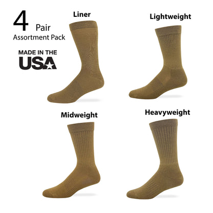 4 Pair Carolina Ultimate Tactical Military Crew Sock Bundle