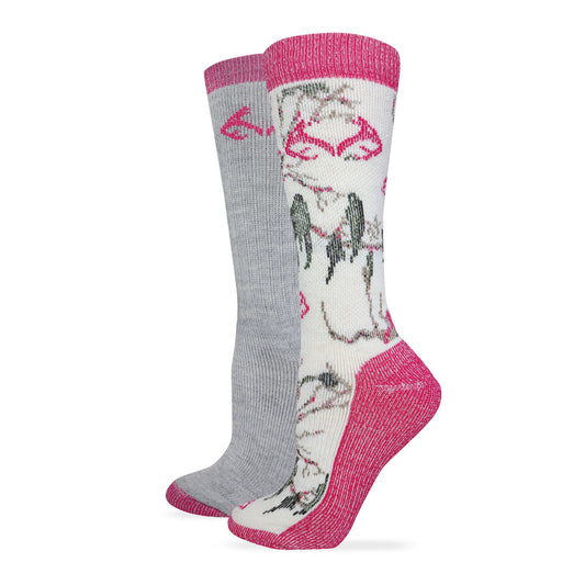 Realtree Ladies Snow Camo Merino Wool Blend Socks 2 Pair