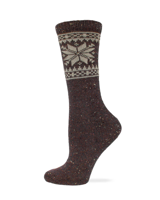 Wise Blend Ladies Snowflake Pattern Wool Crew Socks 1 Pair Pack
