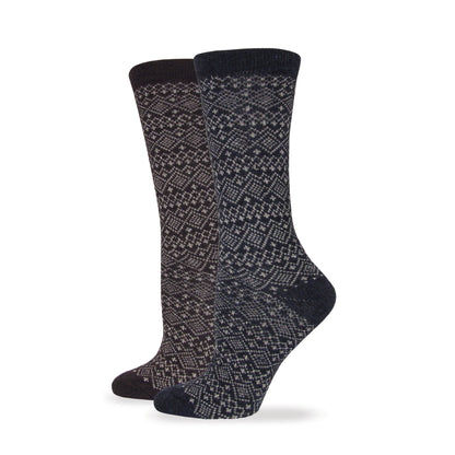 Wise Blend Ladies Sweater Fairisle Crew Socks 1 Pair Pack