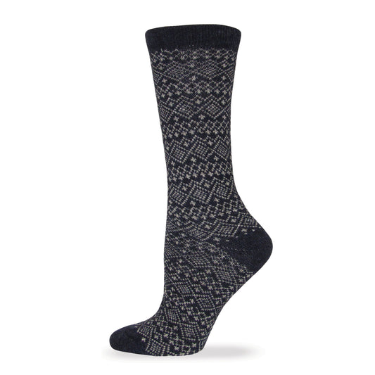 Wise Blend Ladies Sweater Fairisle Crew Socks 1 Pair Pack