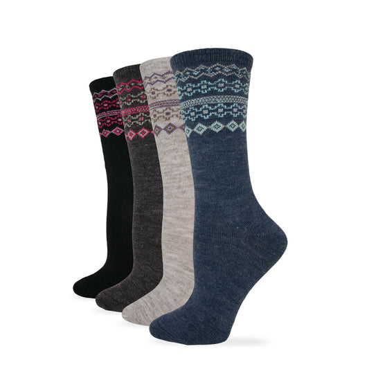 Wise Blend Ladies Fair Isle Pattern Crew Sock 1 Pair