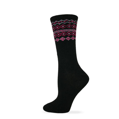 Wise Blend Ladies Fair Isle Pattern Crew Sock 1 Pair