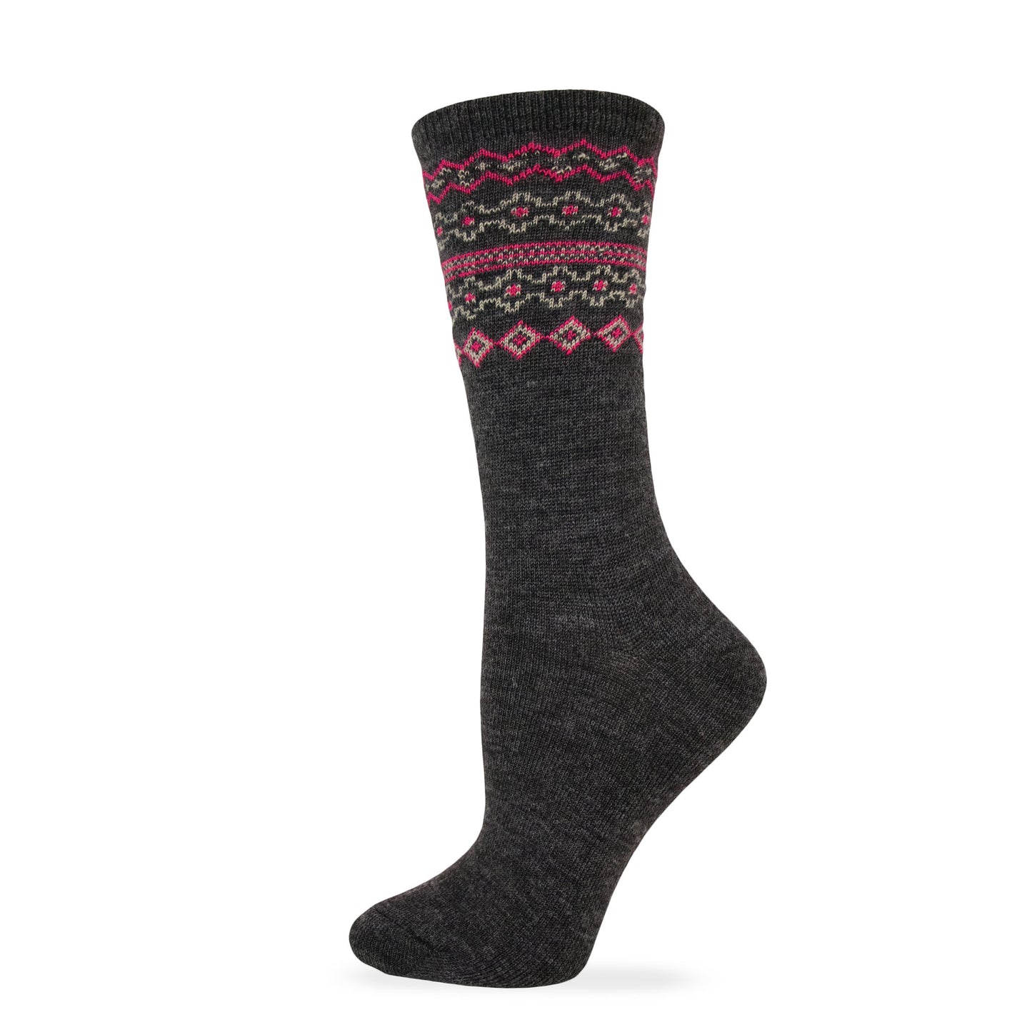 Wise Blend Ladies Fair Isle Pattern Crew Sock 1 Pair