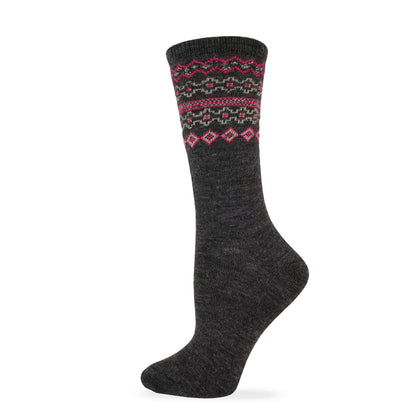 Wise Blend Ladies Fair Isle Pattern Crew Sock 1 Pair