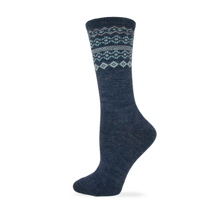 Wise Blend Ladies Fair Isle Pattern Crew Sock 1 Pair