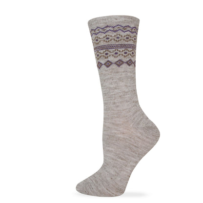Wise Blend Ladies Fair Isle Pattern Crew Sock 1 Pair