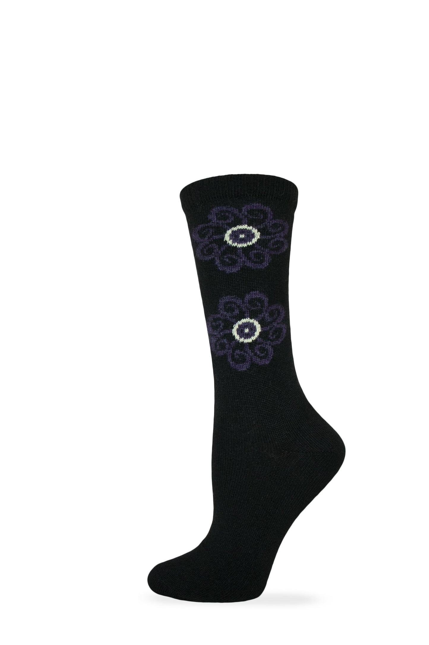 Wise Blend Ladies Merino Wool Blend Flower Crew Socks 1 Pair