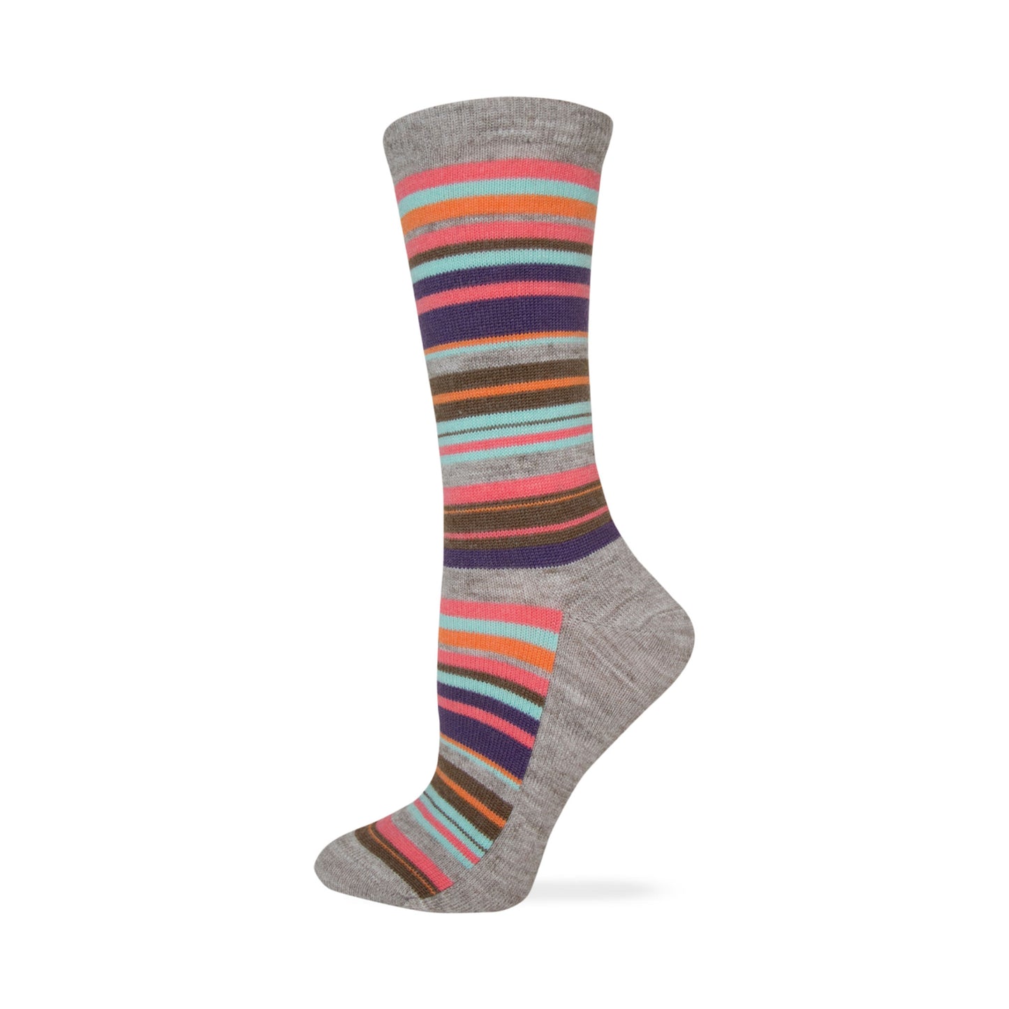 Wise Blend Ladies Merino Wool Blend Striped Pattern Crew Socks 1 Pair Pack
