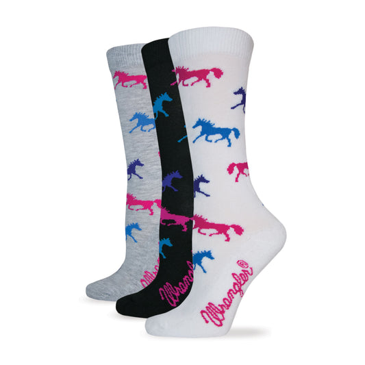 Wrangler Ladies Horse Pattern Crew Socks 1 Pair