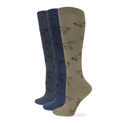 Wrangler Ladies Horse Pattern Knee High Socks