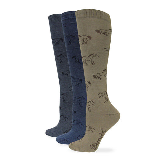 Wrangler Ladies Horse Pattern Knee High Socks 1 Pair