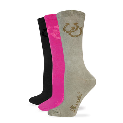 Wrangler Ladies Rayon Horse Shoe Crew Socks