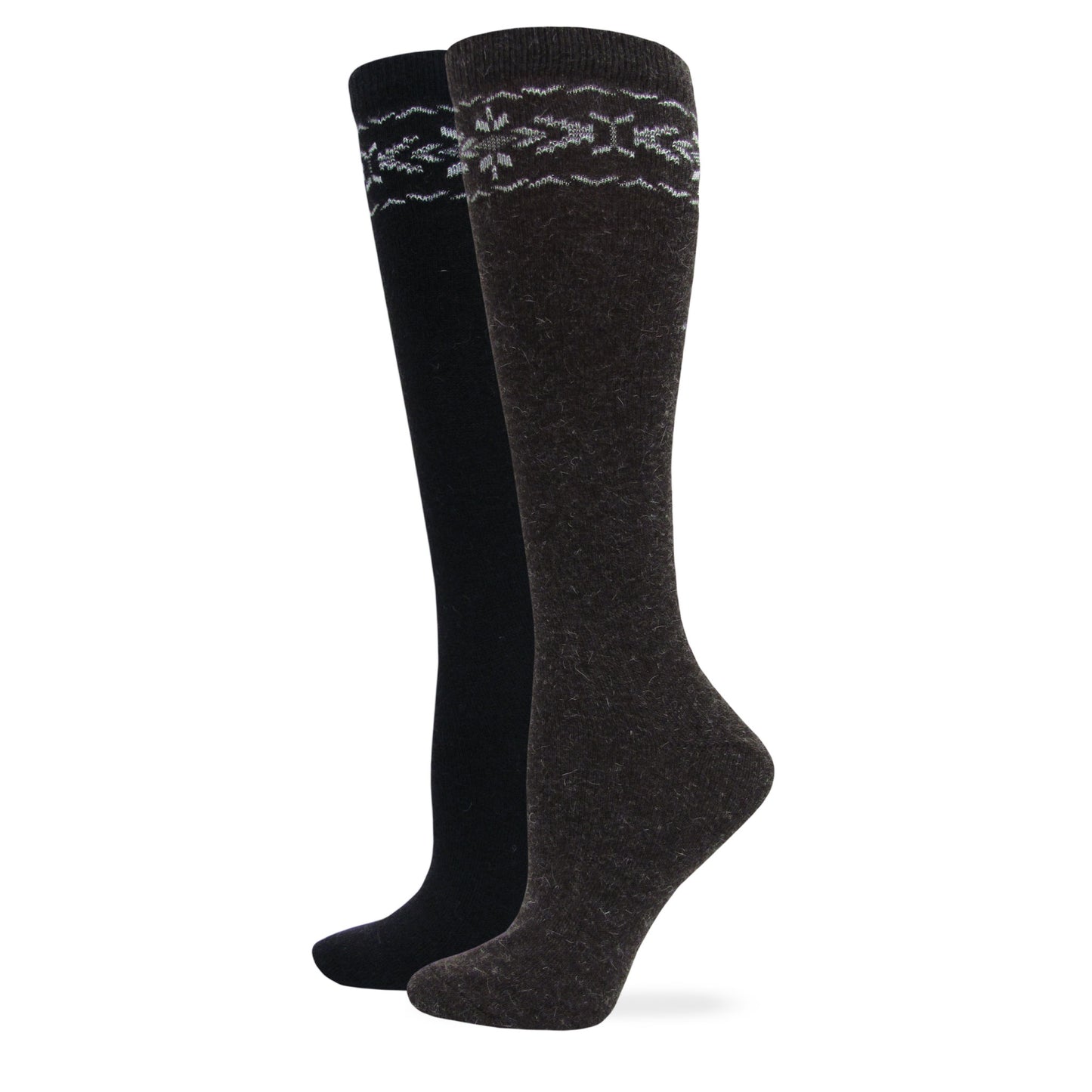 Wise Blend Ladies Angora Flower Knee High Socks 1 Pair Pack