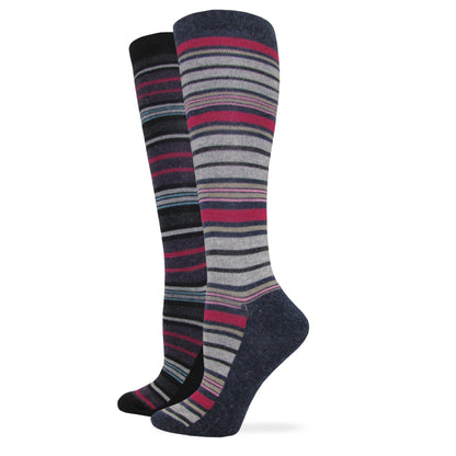 Wise Blend Ladies Angora Stripe Knee High Socks