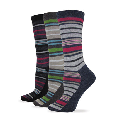 Wise Blend Ladies Angora Stripe Crew Socks 1 Pair Pack