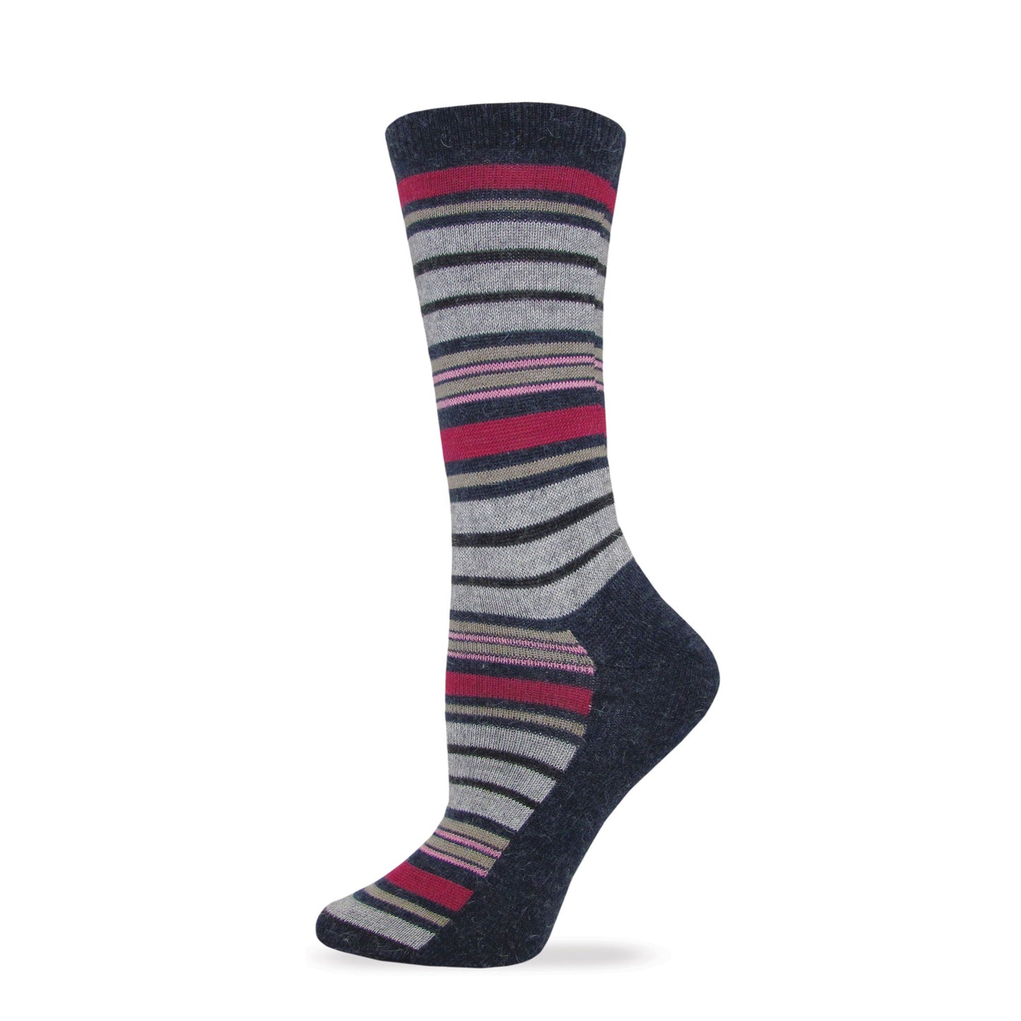 Wise Blend Ladies Angora Stripe Crew Socks 1 Pair Pack