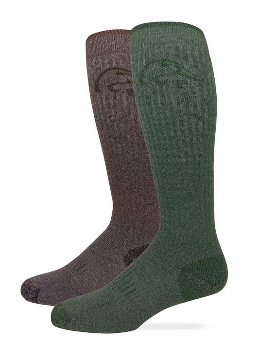 Ducks Unlimited Men's Full Cushion Merino Wool Blend Tall Boot Socks 2 Pack