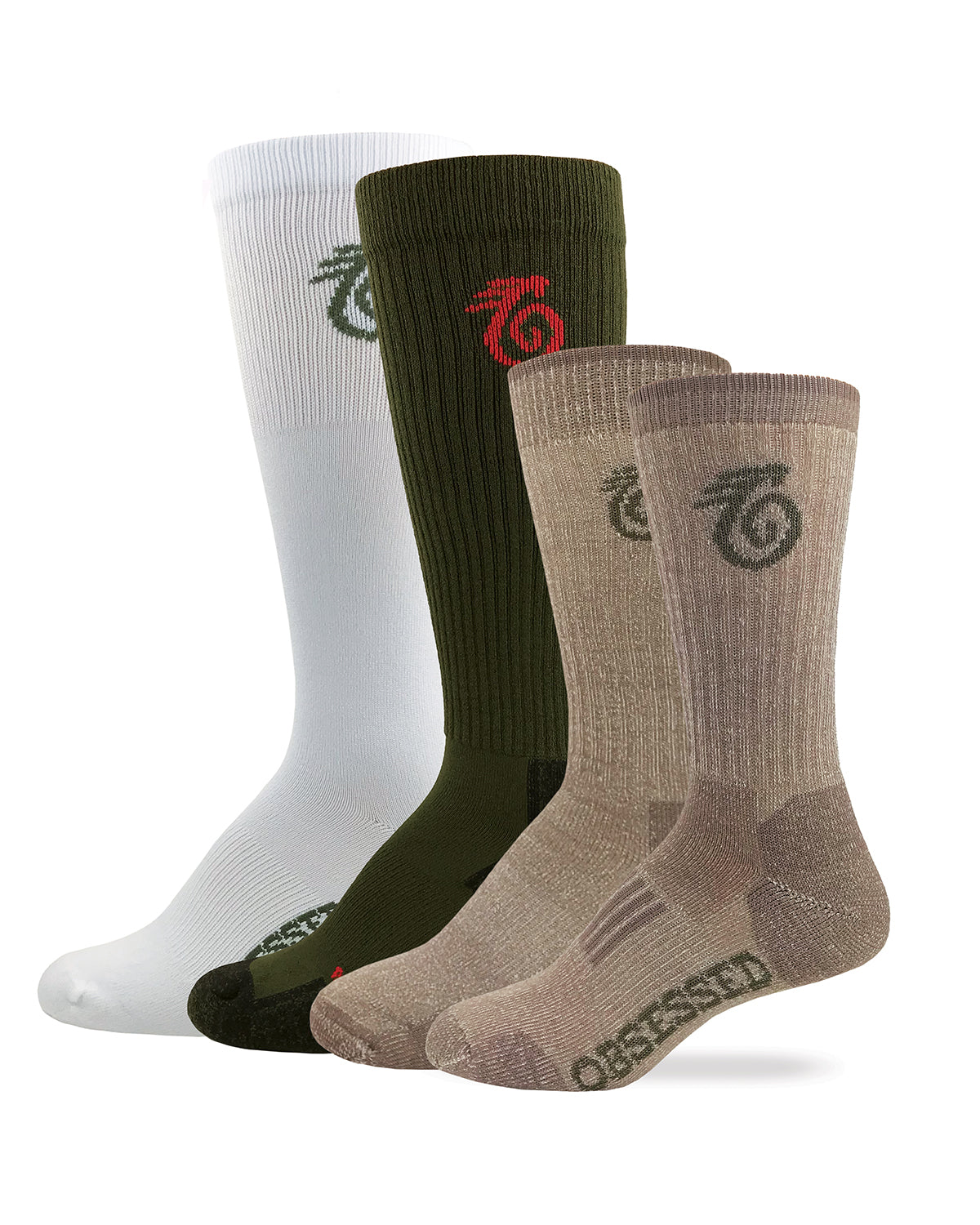 Outdoor Obsession Men's Merino Wool Insect Shield Liner Socks Variety 4 Pack