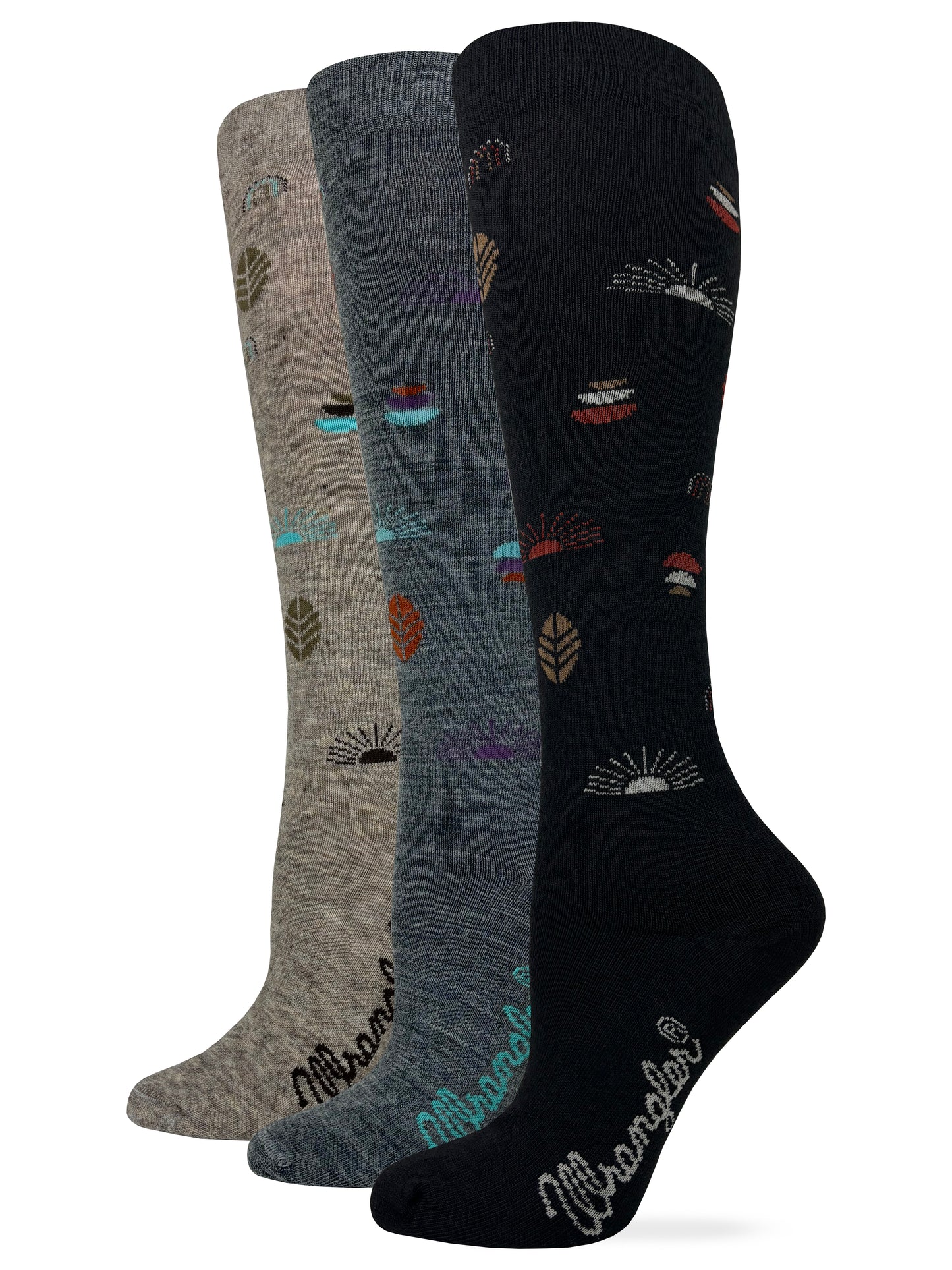 Wrangler Ladies Merino Wool Sunset Pattern Knee High Socks 1 Pair