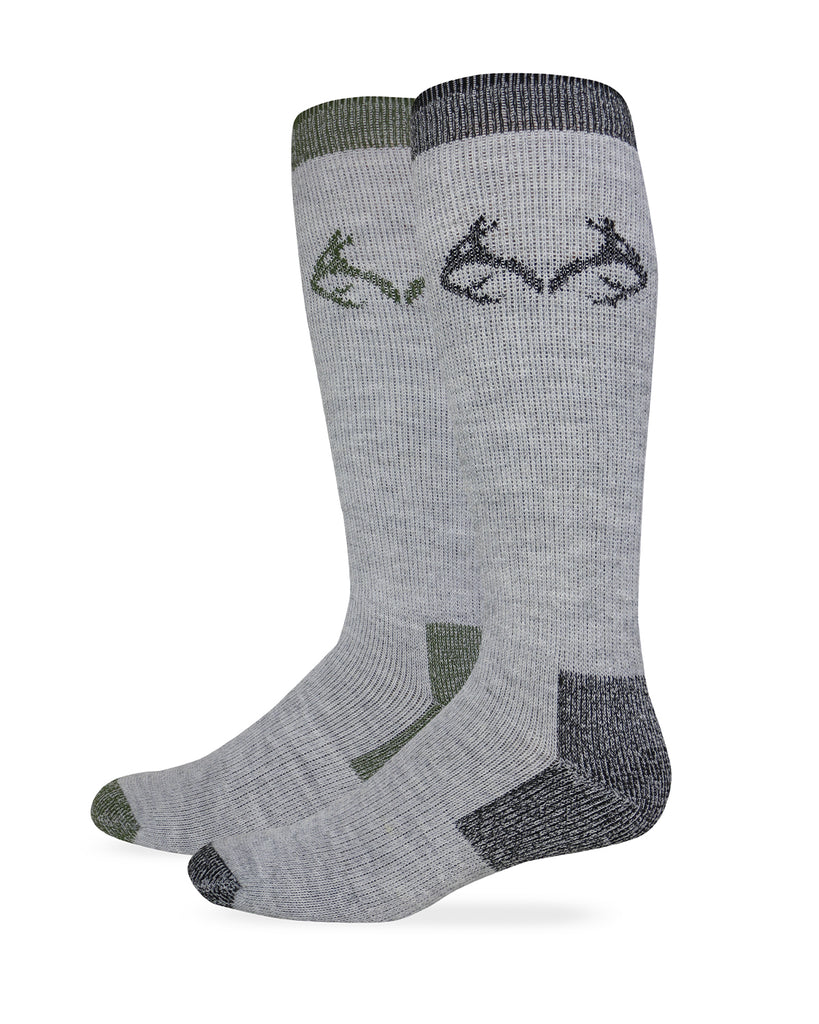 Realtree Men's Merino Wool Blend Moisture Wicking Boot Socks 2 Pair Pack