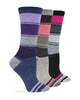 Wise Blend Ladies Merino Wool Blend Color Block Crew Socks 1 Pair